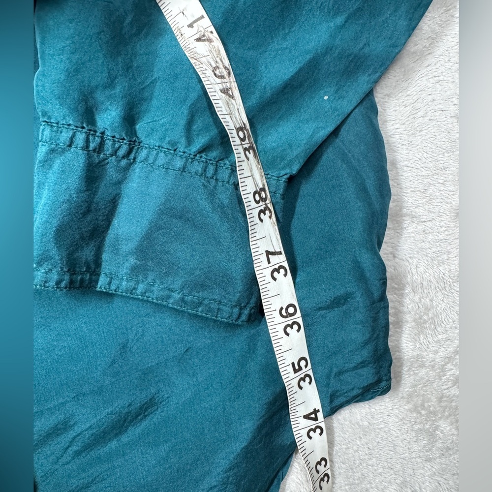 Men’s 100% Silk Nine Twenty East Lightweight Button Front Collared Teal Shirt  L - Picture 8 of 16